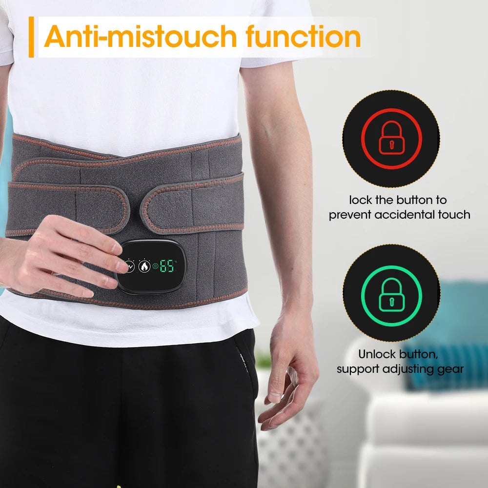 Infrared Heating Waist Massager Electric Belt Vibration USB Charge Red Light Hot Compress Lumbar Back Support Brace Relaxation