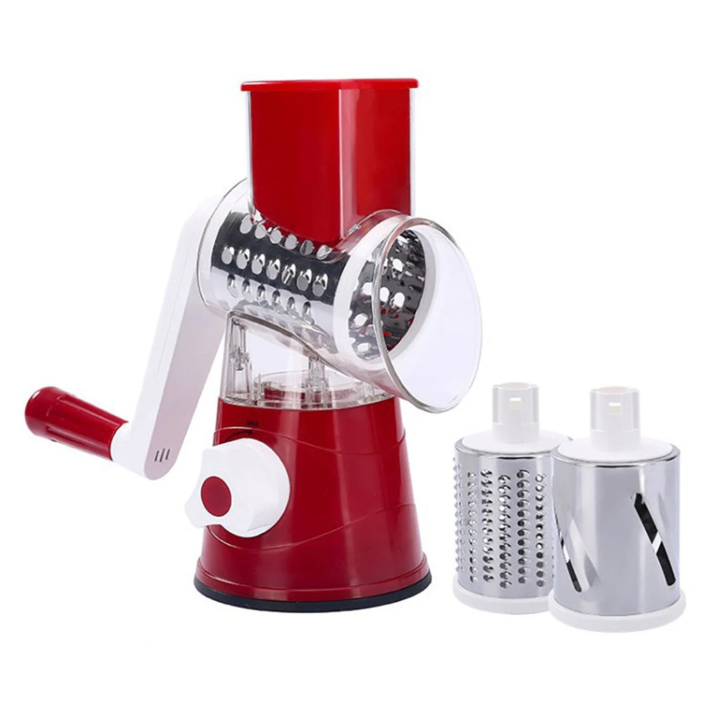 Vegetable Slicer Shredder, 3 Drum Manual Grater for Cheese Peanut Cookie, Multifunctional Kitchen Cutter Chopper Tool