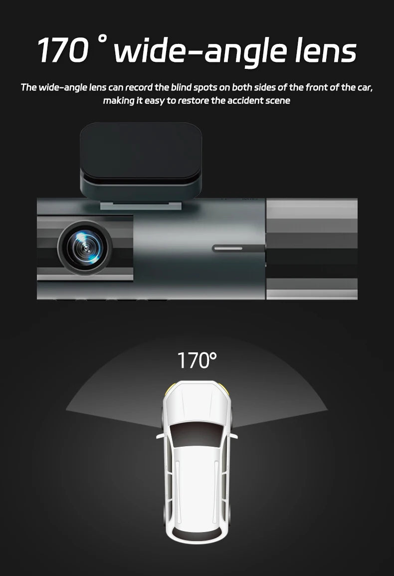 WiFi Car Dvr HD 1080P 3way Dash Cam Front Inside Rear Wide Angle Night Vision G-sensor Loop Recording Camera Vehicle Accessories