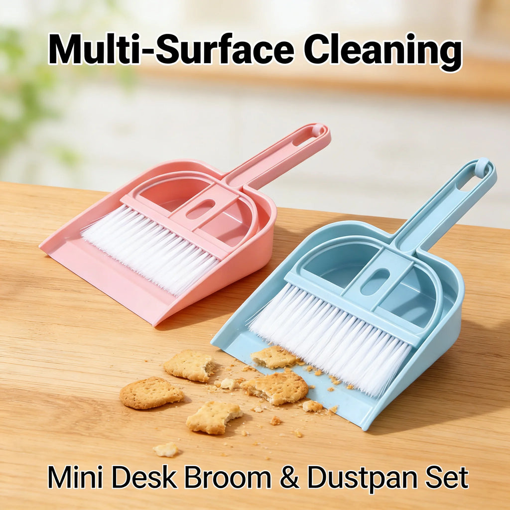 Mini Desk Broom And Dustpan Set Small Handheld Brush Dustpan For Desktop Keyboard Tabletop Cleaning