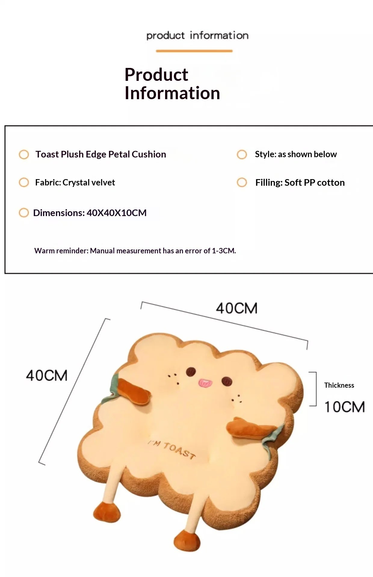 Toast Shaped Seat Cushion Memory Foam Office Chair Pad Orthopedic Comfort Floor Pillow for Home Classroom Tatami Window Seat