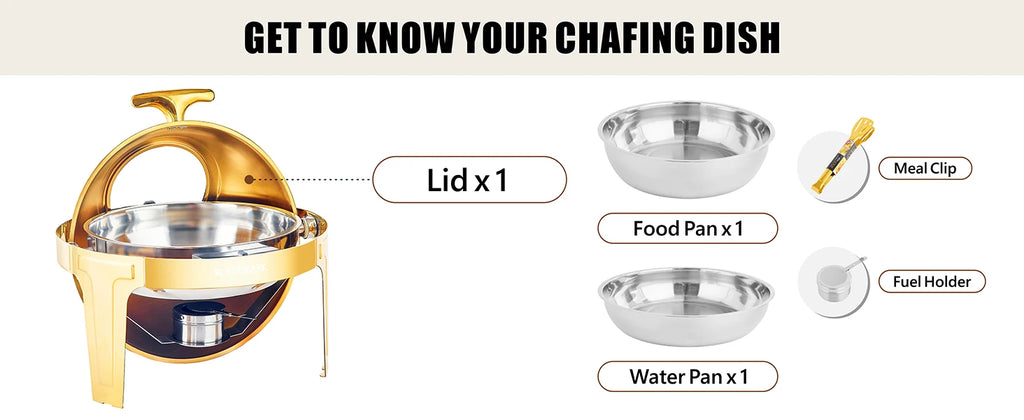 ROOMARK 9QT Chafing Dish Buffet Set , High Grade Stainless Steel Catering Warmer Complete set with Thick Frame for Party Wedding