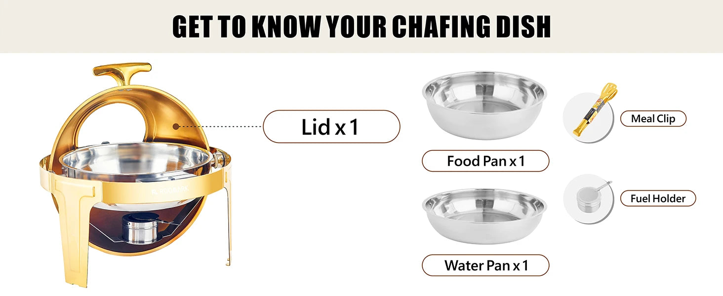 ROOMARK 9QT Chafing Dish Buffet Set , High Grade Stainless Steel Catering Warmer Complete set with Thick Frame for Party Wedding