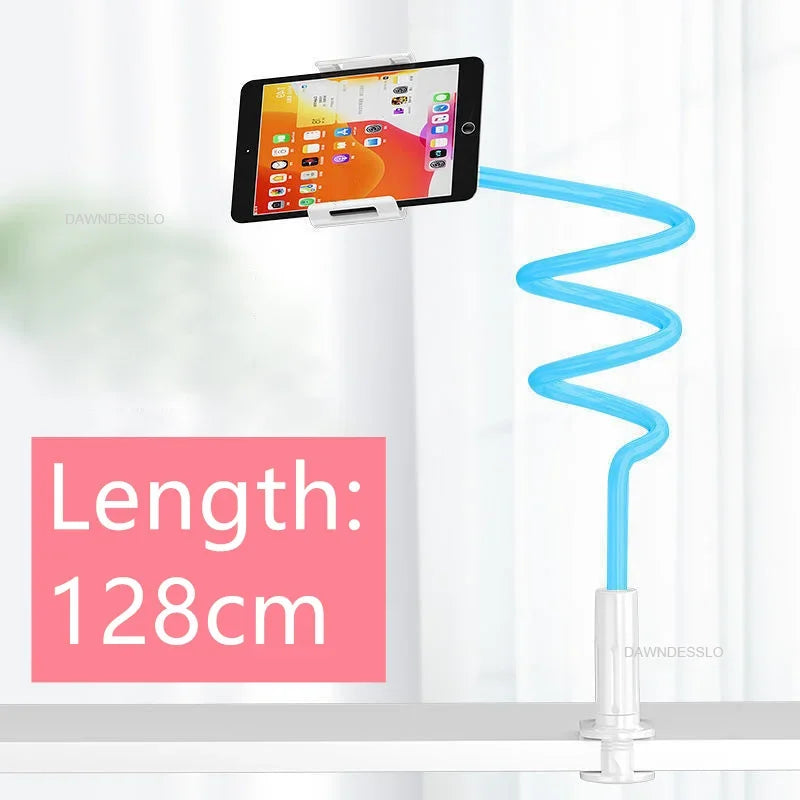 128cm Lazy Phone Holder, 360° Flexible Long Arm Bed Headrest Mount, Clamp Stand for 3.5-6.7" iPhone & Samsung Devices