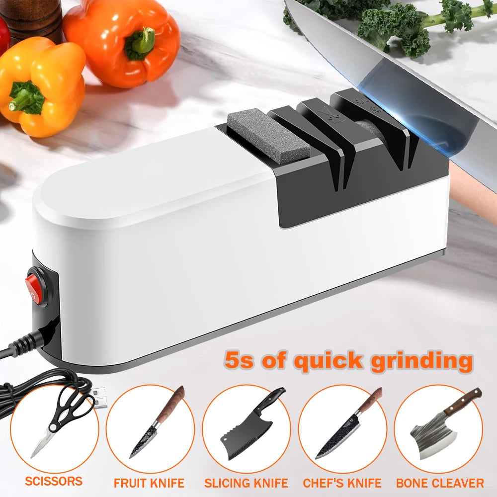 4 Segment Kitchen Fully Automatic Knife Sharpener Portable Electric Non-slip Base Knife Sharpener Household Kitchen Accessories