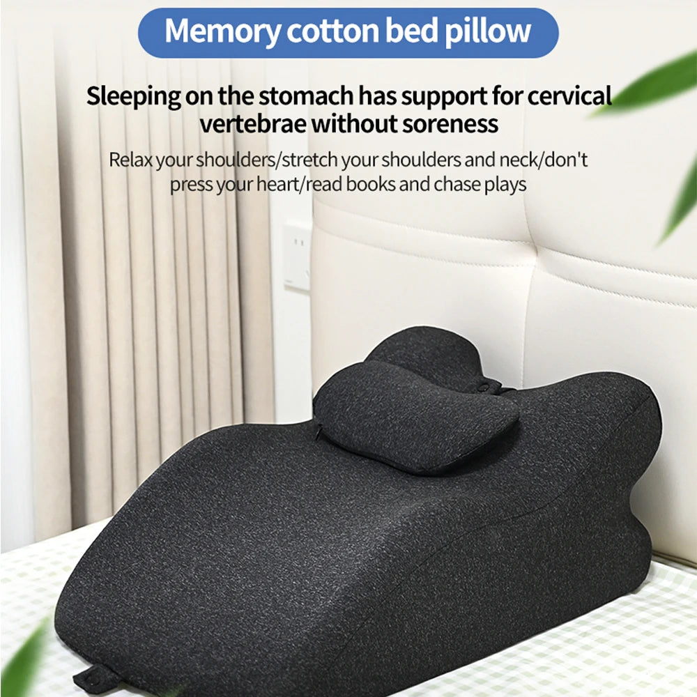 Bed Wedge Pillow for Acid Reflux or Sleeping with New Prone Position Ergonomic Pillow for Reading, Couple's Lying Pillow