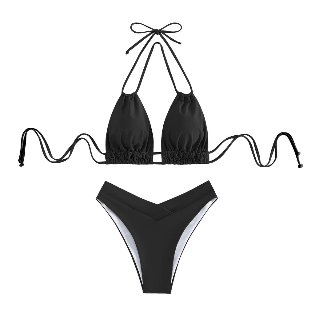 Bathing Suit Tank Bikinis Sets Swimwear 2023 Women Mid Waist Deep V Neck Wide Straps Bikini Summer Beach Wear Swimming купальник