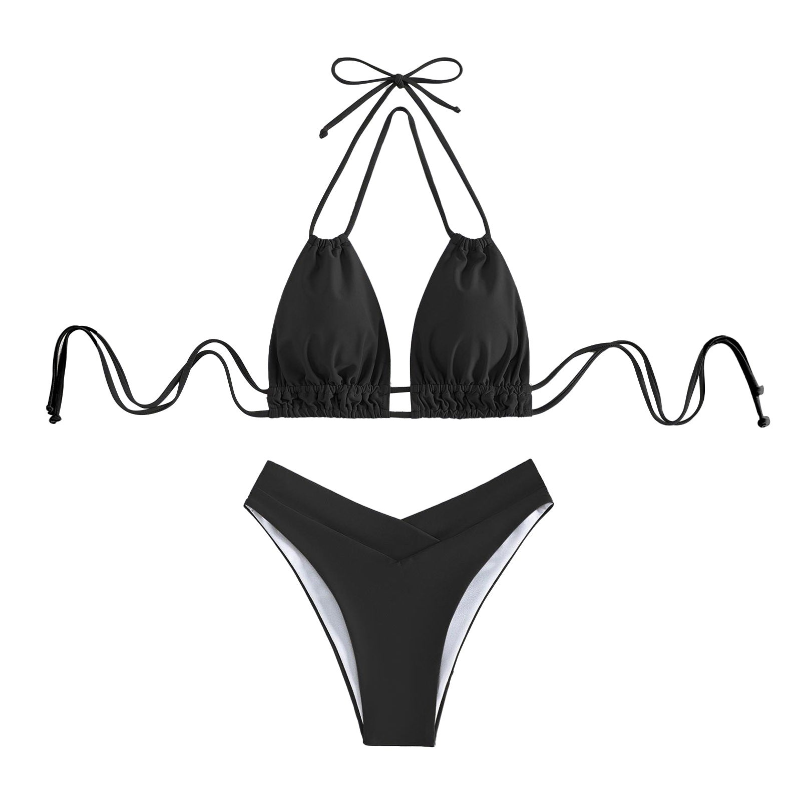 Bathing Suit Tank Bikinis Sets Swimwear 2023 Women Mid Waist Deep V Neck Wide Straps Bikini Summer Beach Wear Swimming купальник