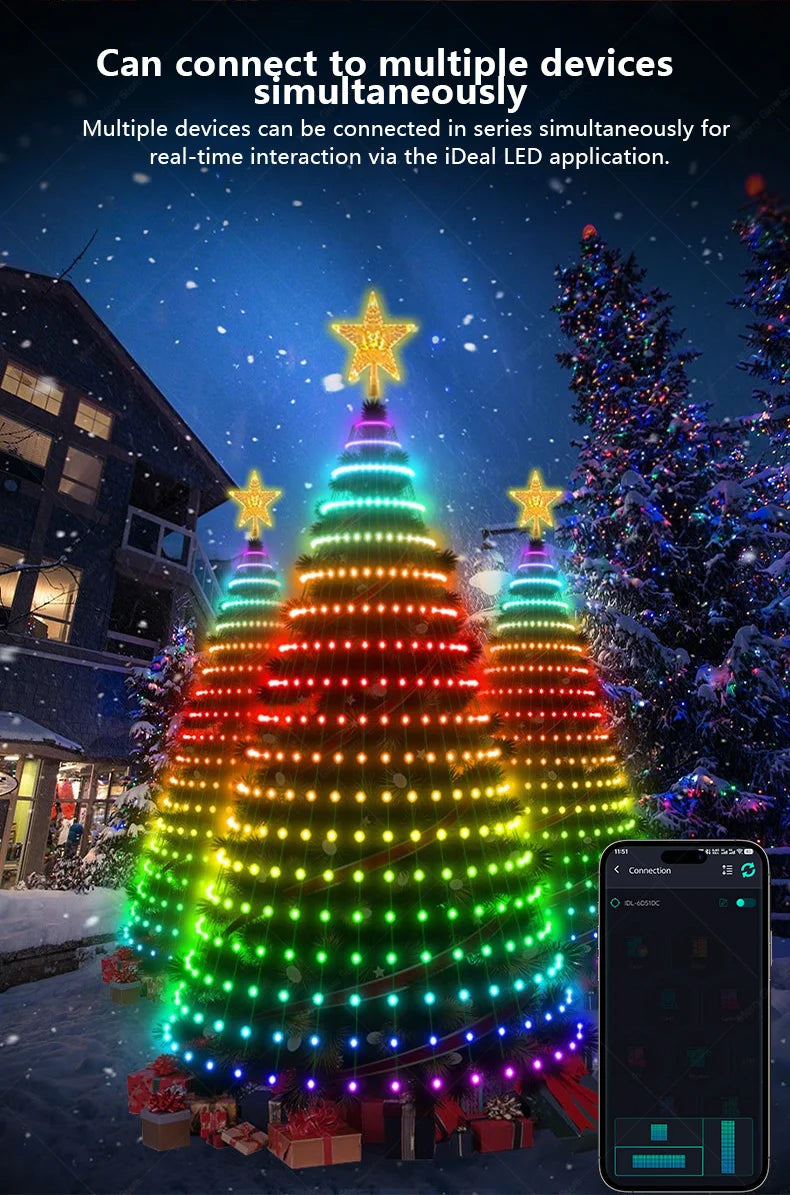Smart Christmas Tree Lights with Remote & App Control 400 RGB LED Beads Music Sync Timer for Festive Holiday Christmas Decor