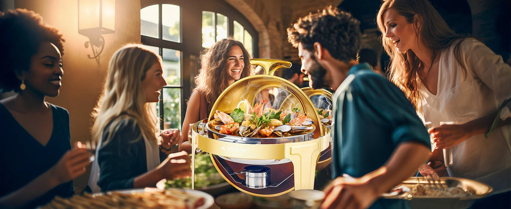 ROOMARK 9QT Chafing Dish Buffet Set , High Grade Stainless Steel Catering Warmer Complete set with Thick Frame for Party Wedding