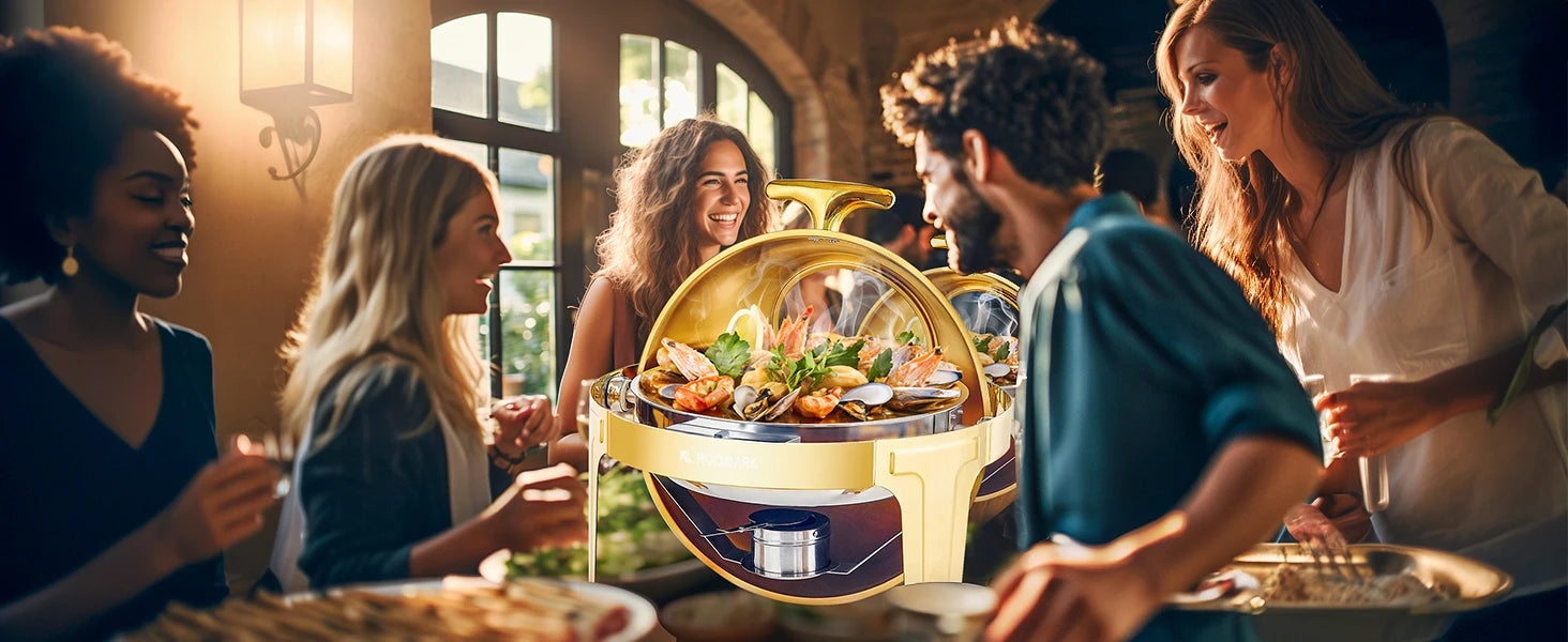 ROOMARK 9QT Chafing Dish Buffet Set , High Grade Stainless Steel Catering Warmer Complete set with Thick Frame for Party Wedding