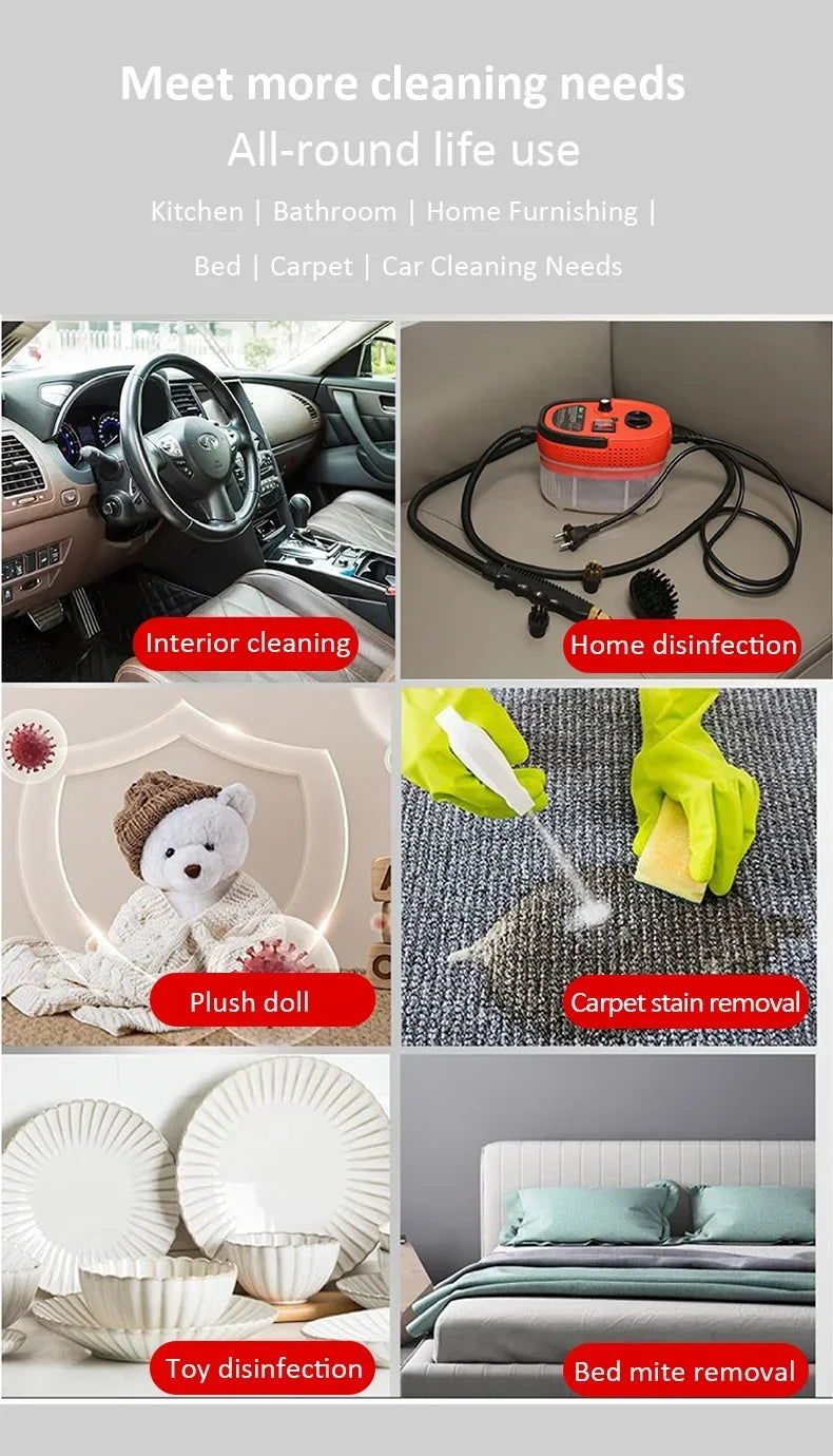 2500W Steam Cleaner High Temperature Pressure Washer Steam Cleaning Machine For Home Air Conditioning Kitchen Hood Car 1200ml