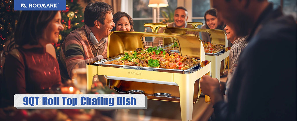 ROOMARK 9QT Chafing Dish Buffet Set , High Grade Stainless Steel Catering Warmer Complete set with Thick Frame for Party Wedding
