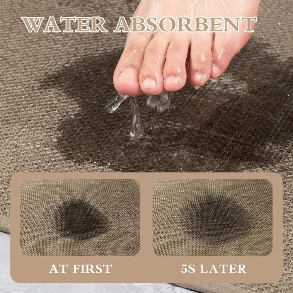 Bathroom Rugs Mat 24x17, Ultra Thin Non Slip Bath Mat Small Quick Dry Absorbent Bath Mat for Bathroom Floor, (Dark Beige, 24"x1