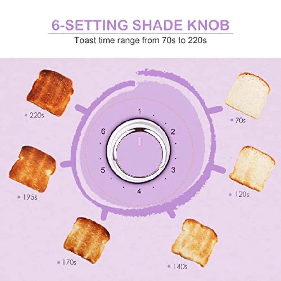 2 Slice Toaster Retro Stainless Steel with Bagel Cancel and Defrost Functions 6 Bread Shade Settings Extra Wide Slots and Remov