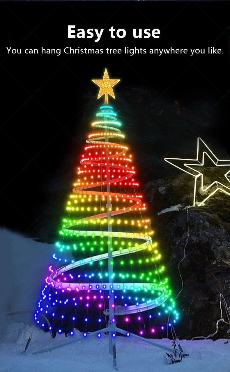 Smart Christmas Tree Lights with Remote & App Control 400 RGB LED Beads Music Sync Timer for Festive Holiday Christmas Decor