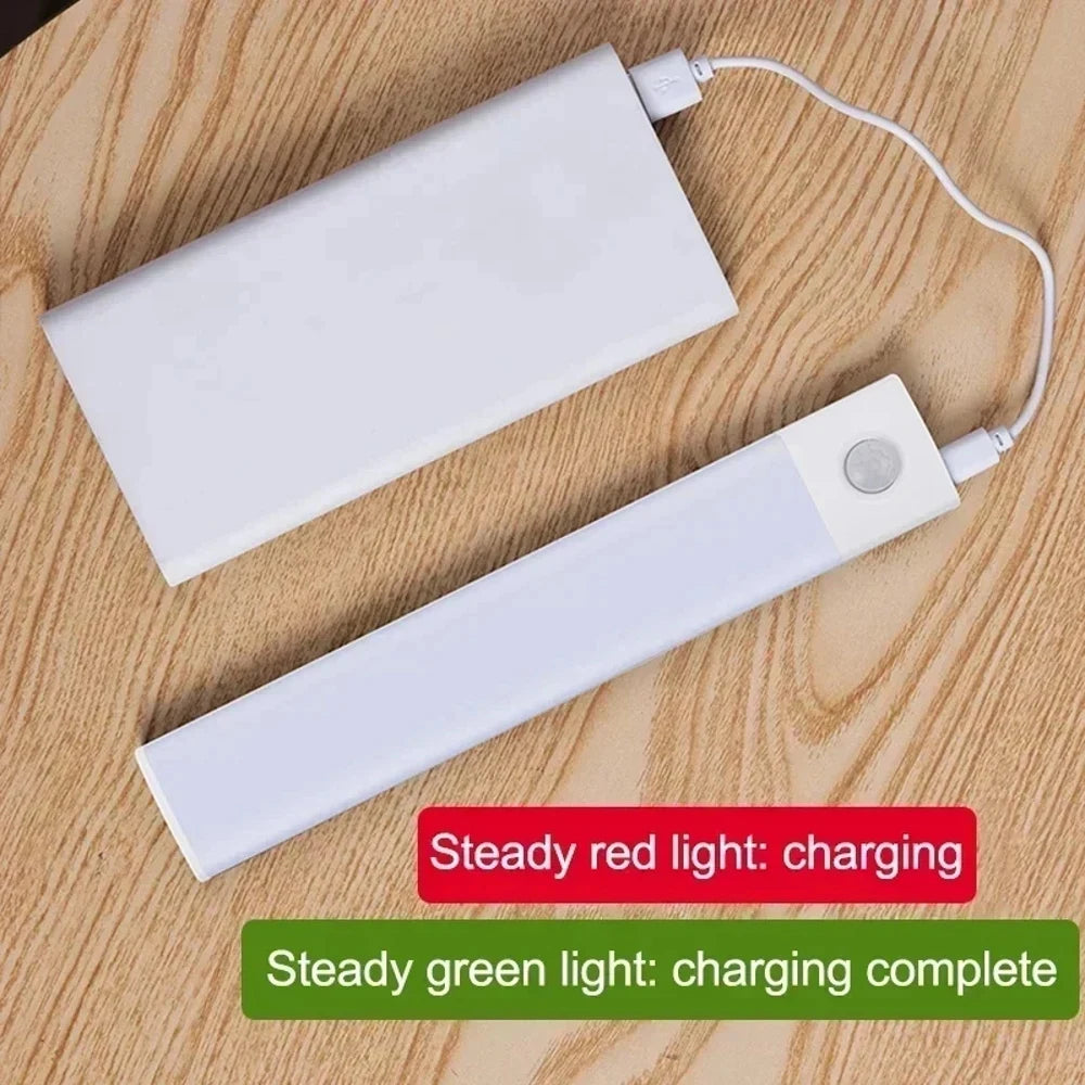 Motion Sensor Under Cabinet Wireless LED Light USB Rechargeable Ultra Thin 3-Color Dimmable Indoor Lighting For Closet Wardrobe