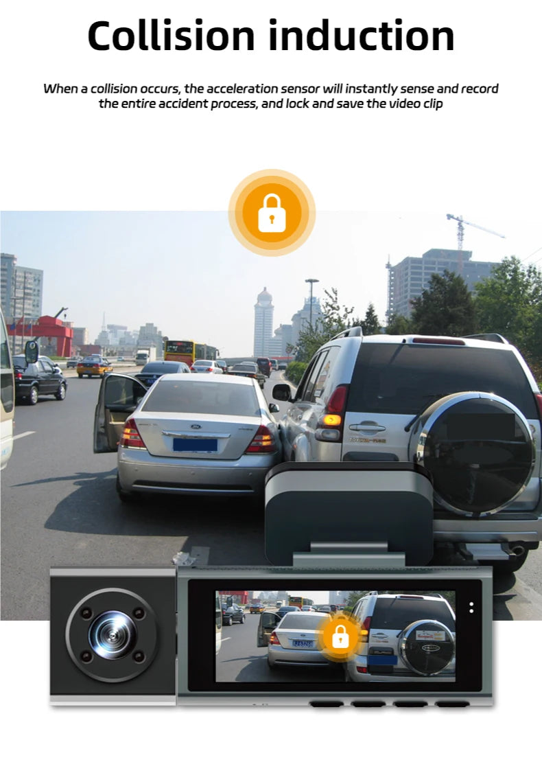 WiFi Car Dvr HD 1080P 3way Dash Cam Front Inside Rear Wide Angle Night Vision G-sensor Loop Recording Camera Vehicle Accessories