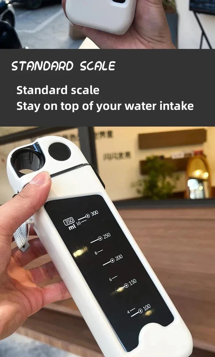 1pc 350ml sports water bottle, square portable plastic water bottle, fitness cup, outdoor sports water bottle