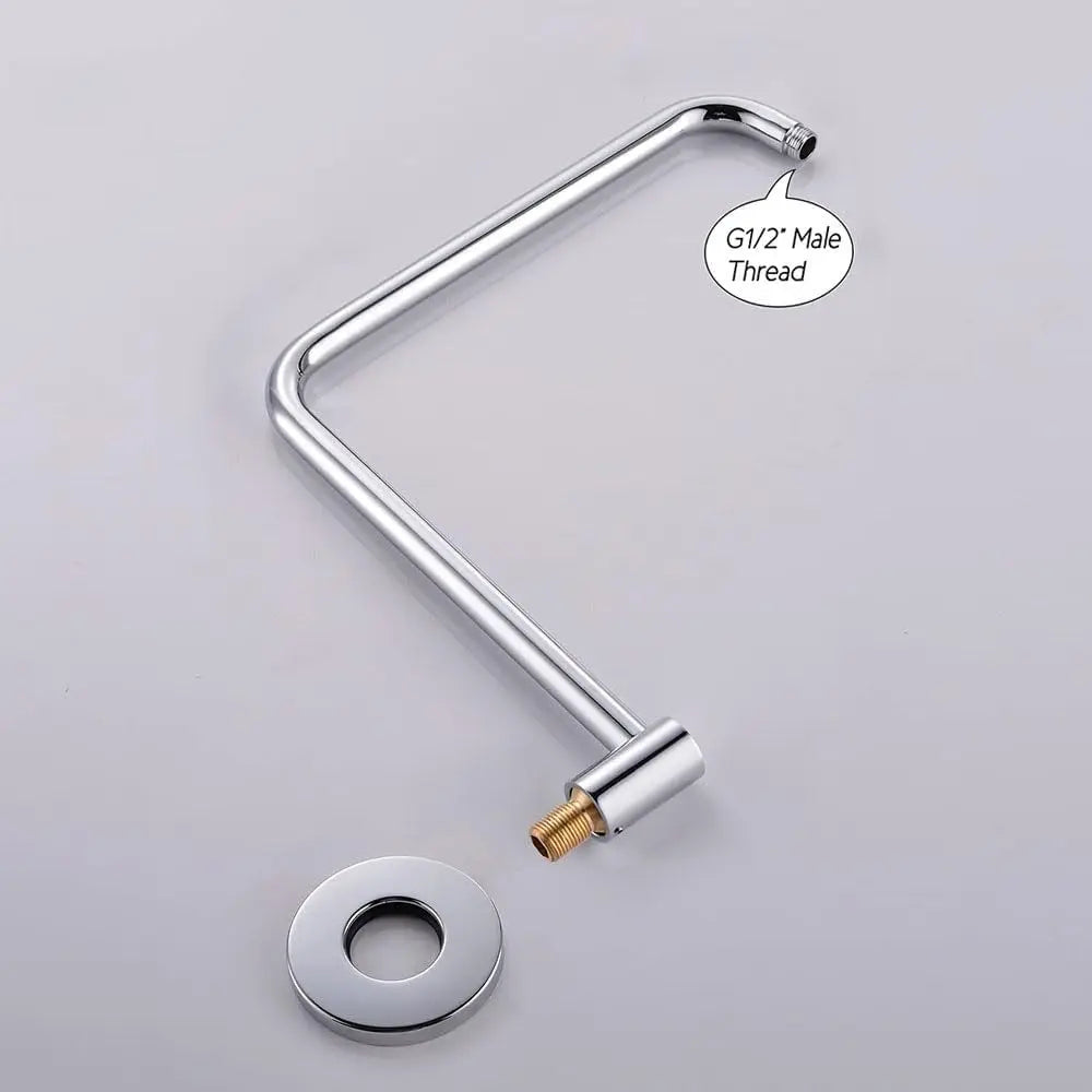 360-Degree Rotation Shower Arm Rain Shower Head Extension Arm with Flange Adjustable Extension for Bathroom Standard