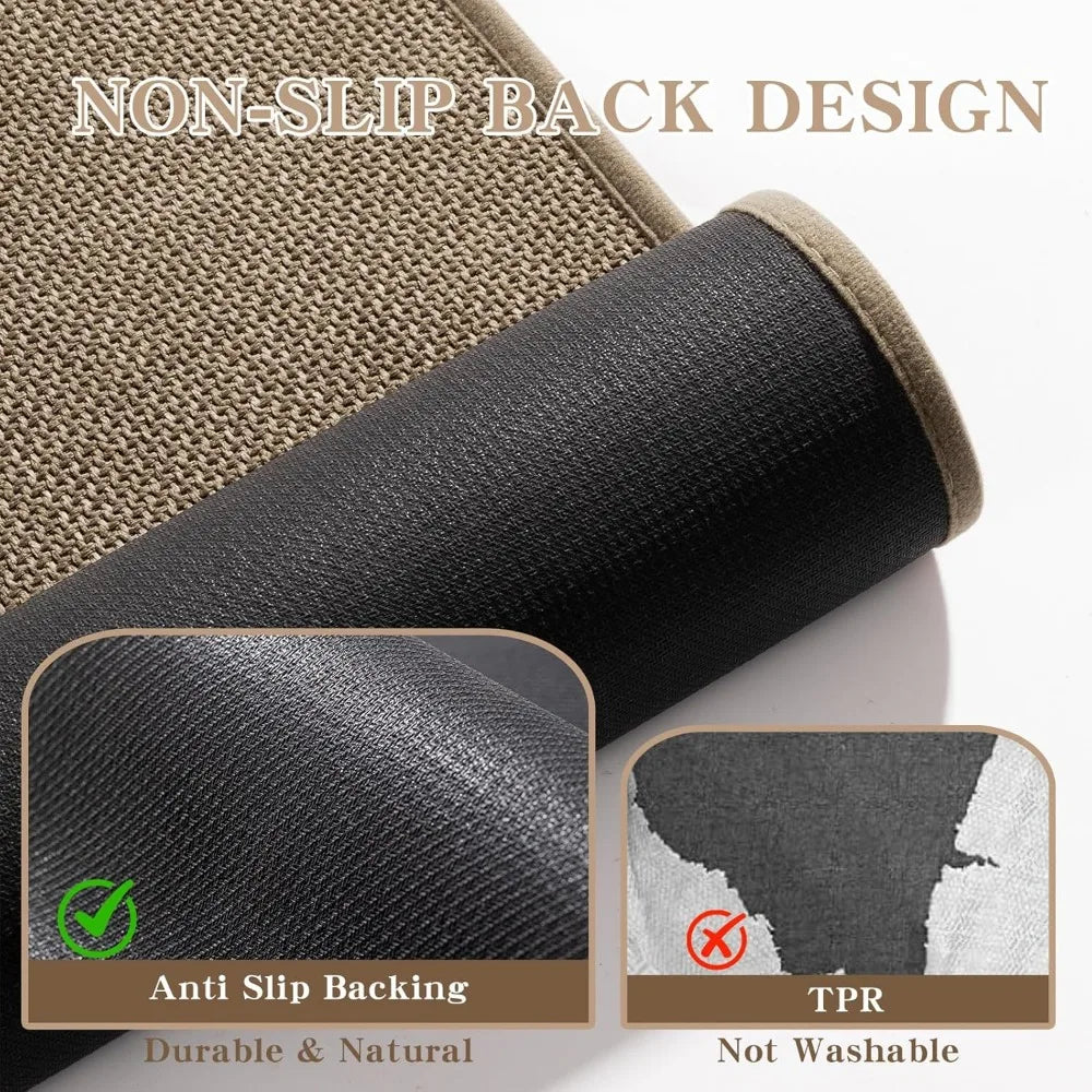 Bathroom Rugs Mat 24x17, Ultra Thin Non Slip Bath Mat Small Quick Dry Absorbent Bath Mat for Bathroom Floor, (Dark Beige, 24"x1