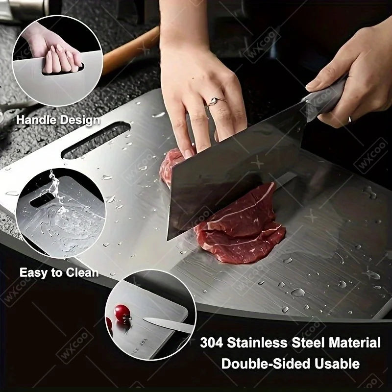 1-5PCS Stainless Steel Chopping Dual-Sided Titanium Cutting Board Portable Metal Kitchen Tool for Meat Fruit Vegetable