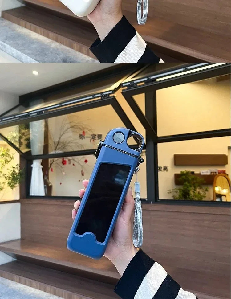 1pc 350ml sports water bottle, square portable plastic water bottle, fitness cup, outdoor sports water bottle
