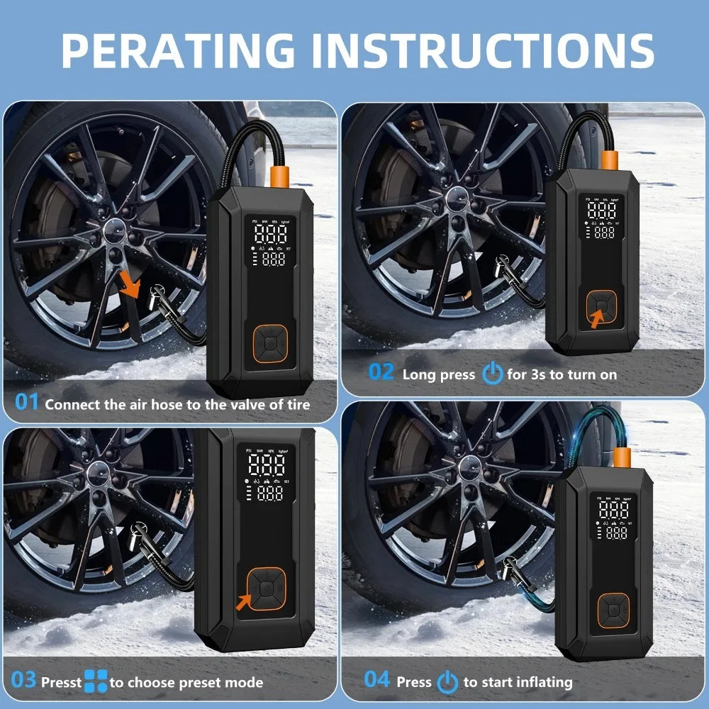 Car Jump Starter with Air Pump Peak 4000A Auto Battery Booster &150PSI Tire Inflator Jump Starter with Air Compressor