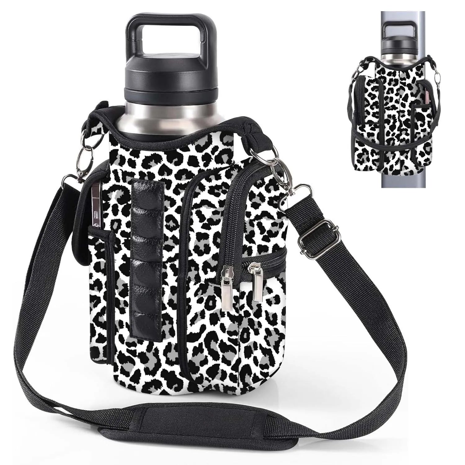 Neoprene Multifunctional Magnetic Water Bottle Holder - Adjustable Strap & Phone Pocket, Magnetic Gym Bag, Ideal for Men & Women