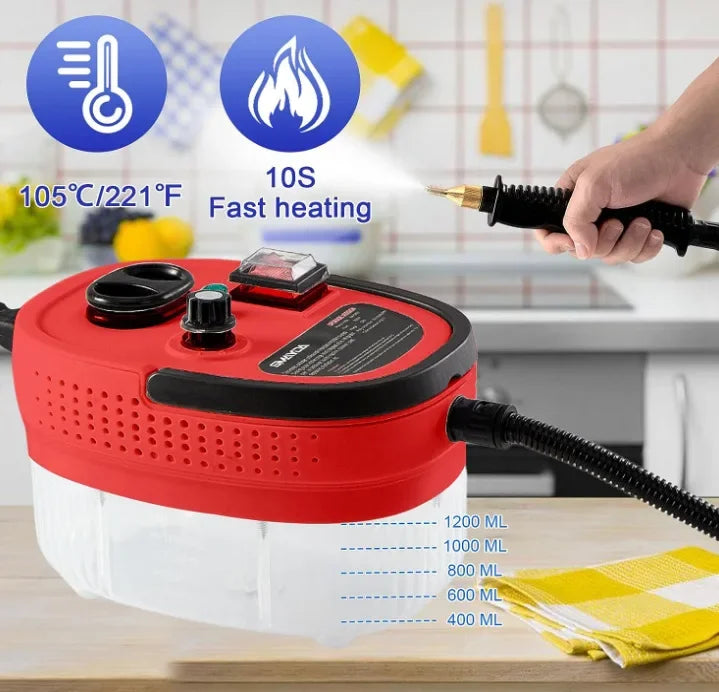 2500W Steam Cleaner High Temperature Pressure Washer Steam Cleaning Machine For Home Air Conditioning Kitchen Hood Car 1200ml
