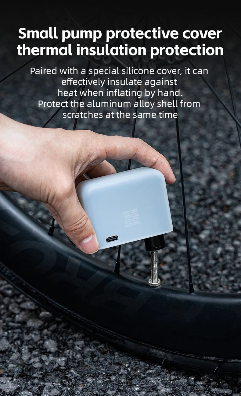 ROCKBROS Portable Mini Electric Bicycle Pump 120PSI Type-C Bike Tire Air Inflator Pump MTB Road AV FV Valve Cycling Pump