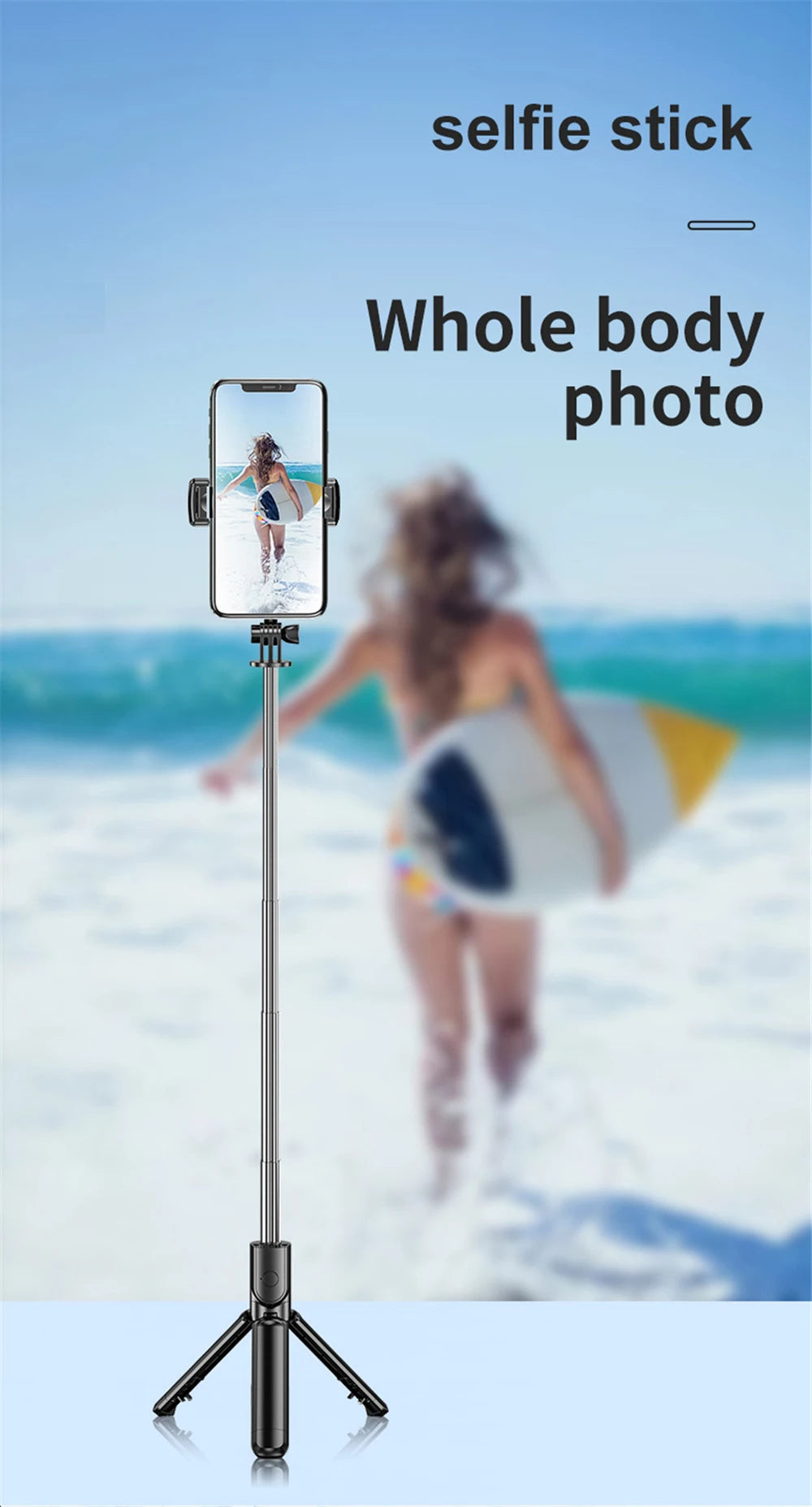3In1 Bluetooth Wireless Selfie Tripod with Fill Light Shutter Remote Control Portable Foldable Monopod for IPhone Smart Phone