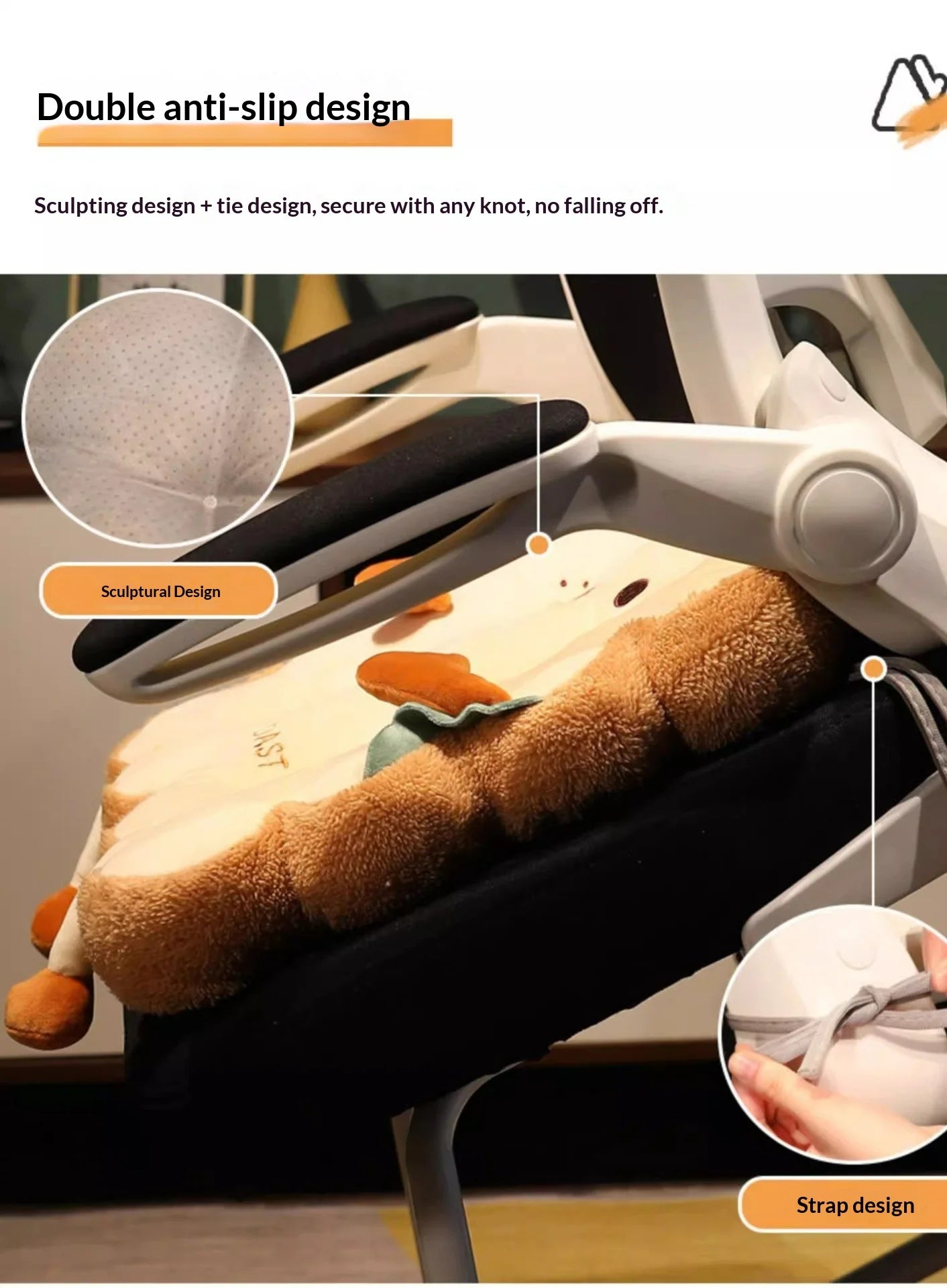 Toast Shaped Seat Cushion Memory Foam Office Chair Pad Orthopedic Comfort Floor Pillow for Home Classroom Tatami Window Seat