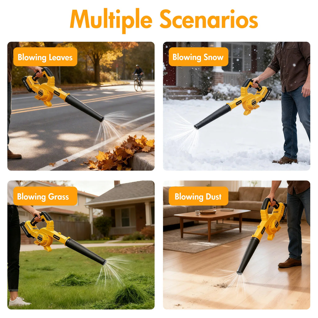21V Brushless Leaf Blower Kit 150CFM Cordless Handheld Turbo Blower with Two 2.0Ah Batteries for Leaves Lawn Care Patio Dust