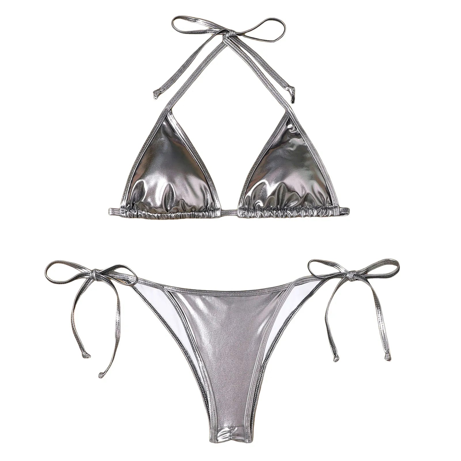 Bathing Suit For Women Tummy Control Women Bikini Sets Shiny String Padded Triangle 2 Pieces Swimsuit Bikini Women Swimwear 2025