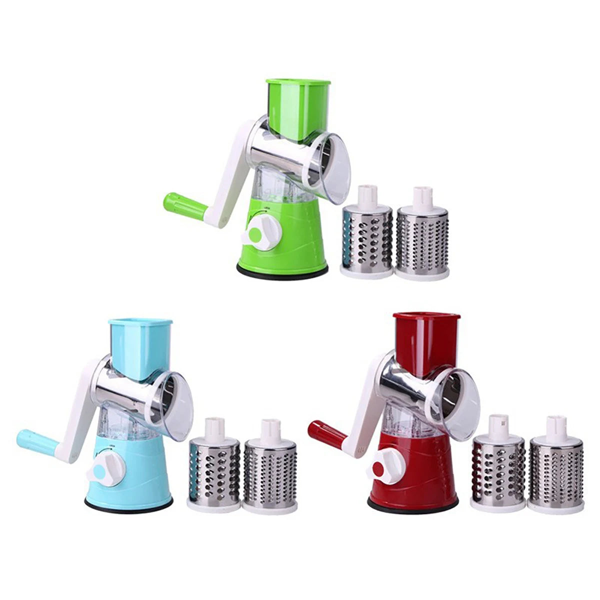 Vegetable Slicer Shredder, 3 Drum Manual Grater for Cheese Peanut Cookie, Multifunctional Kitchen Cutter Chopper Tool