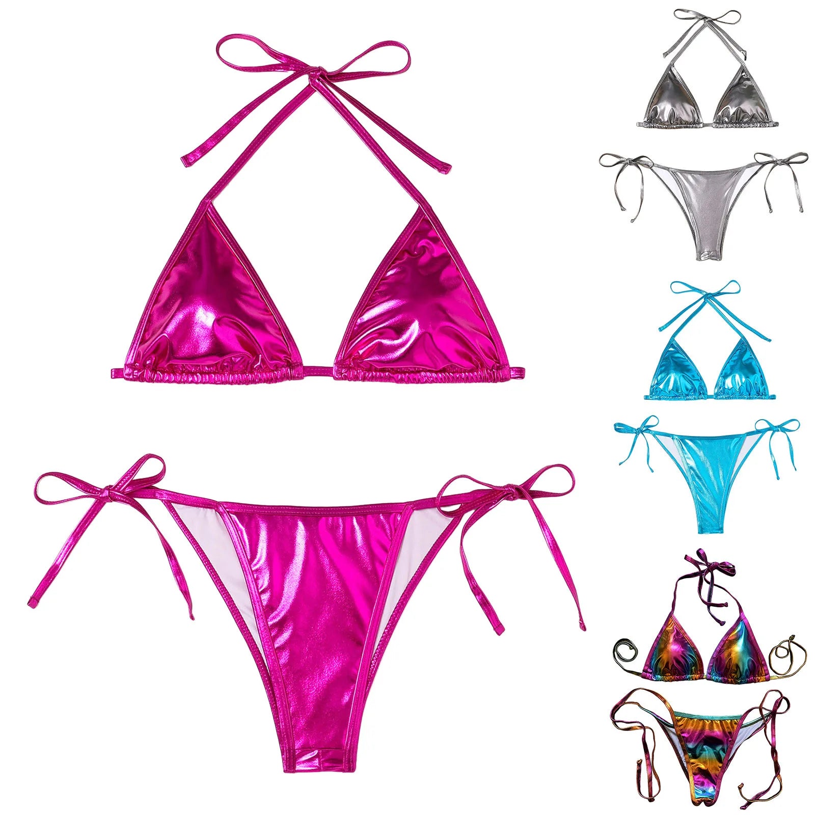 Bathing Suit For Women Tummy Control Women Bikini Sets Shiny String Padded Triangle 2 Pieces Swimsuit Bikini Women Swimwear 2025