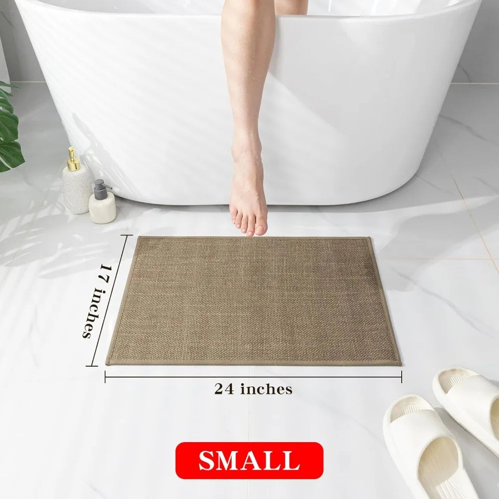 Bathroom Rugs Mat 24x17, Ultra Thin Non Slip Bath Mat Small Quick Dry Absorbent Bath Mat for Bathroom Floor, (Dark Beige, 24"x1