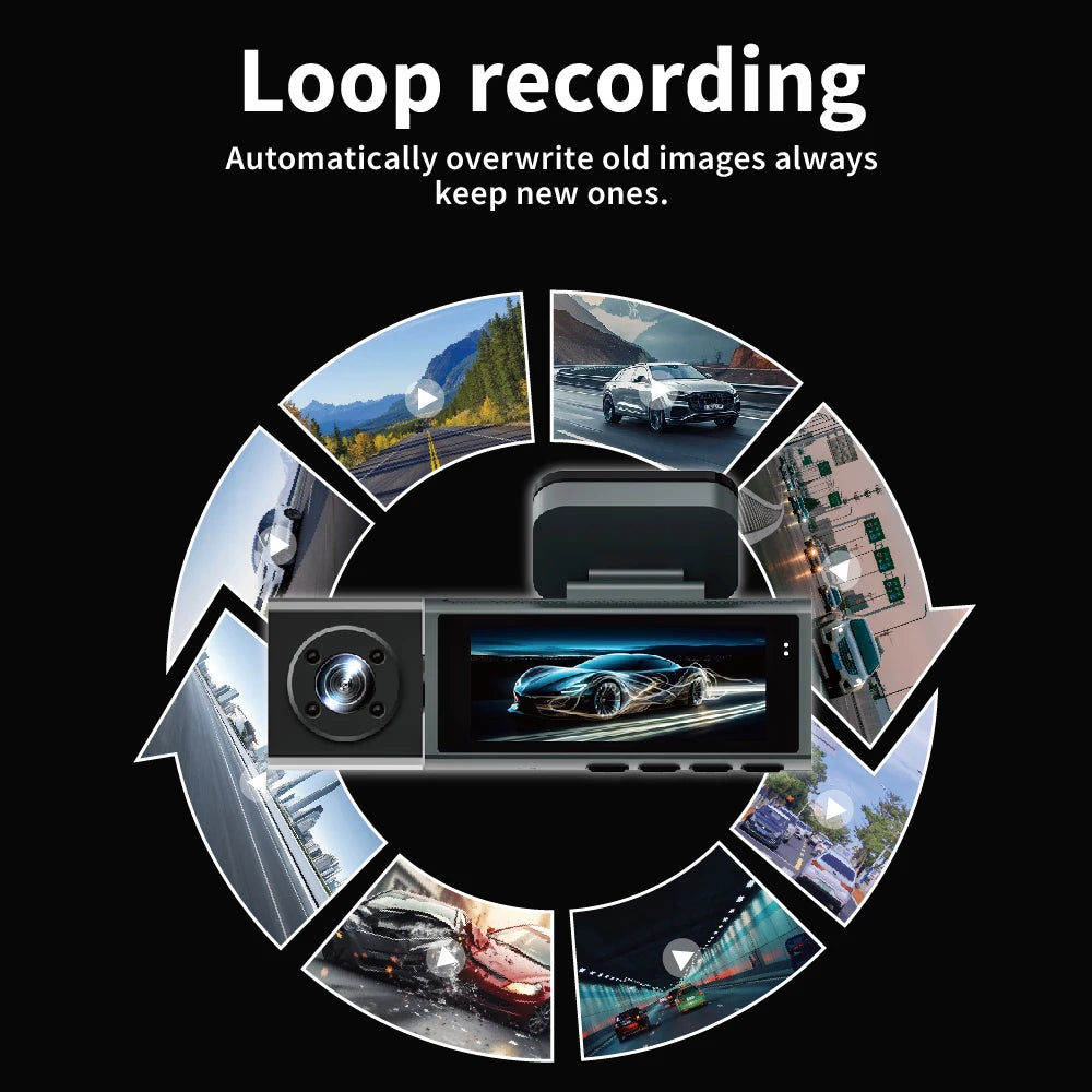 WiFi Car Dvr HD 1080P 3way Dash Cam Front Inside Rear Wide Angle Night Vision G-sensor Loop Recording Camera Vehicle Accessories