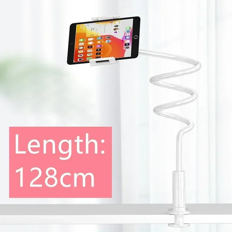 128cm Lazy Phone Holder, 360° Flexible Long Arm Bed Headrest Mount, Clamp Stand for 3.5-6.7" iPhone & Samsung Devices