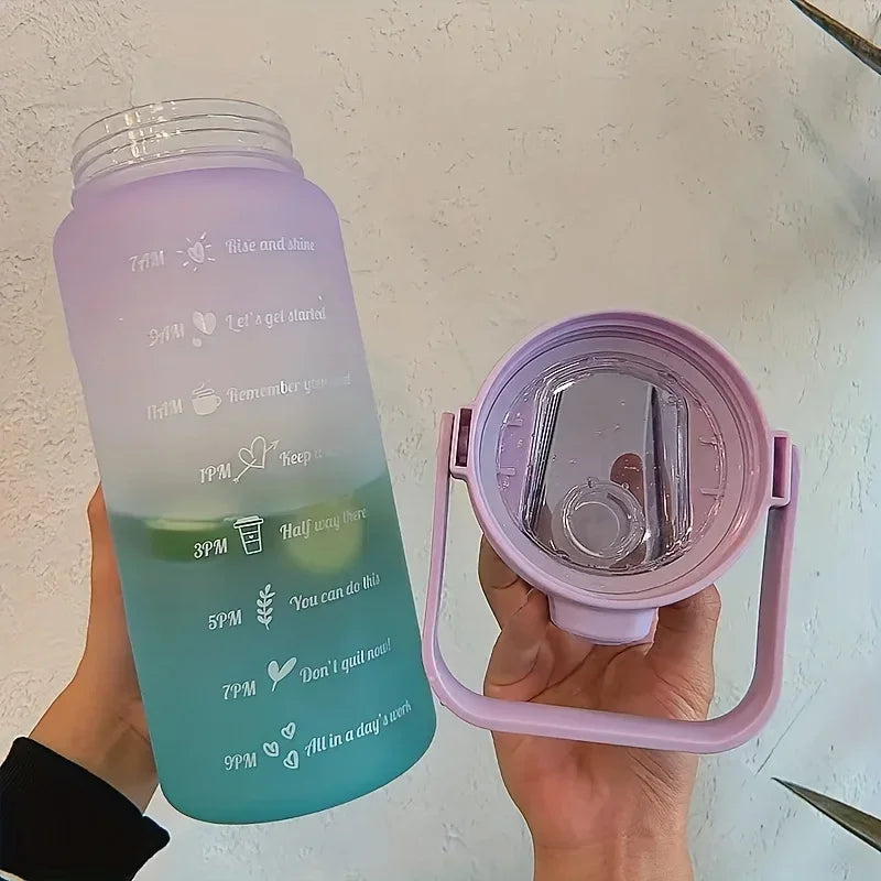 2 Liter Large Capacity Sports Water Bottle Leak Proof Colorful Plastic Cup Drinking Outdoor Travel Portable Gym Fitness Jugs