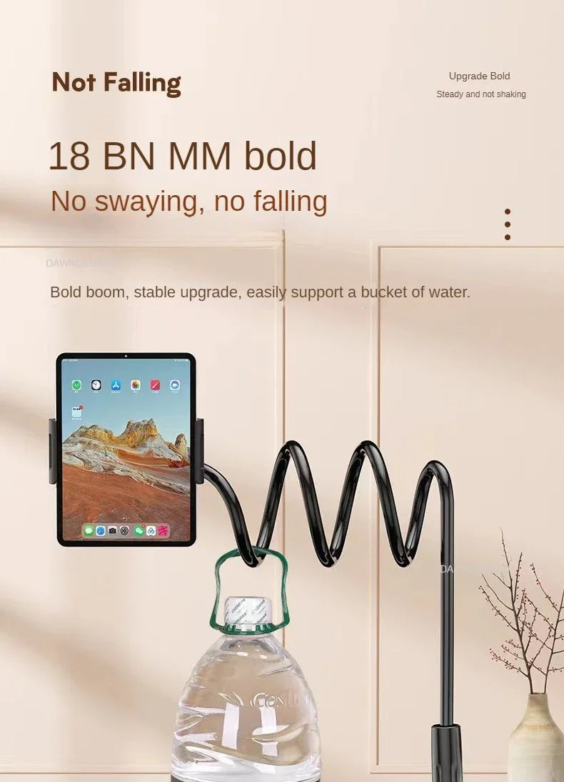 128cm Lazy Phone Holder, 360° Flexible Long Arm Bed Headrest Mount, Clamp Stand for 3.5-6.7" iPhone & Samsung Devices