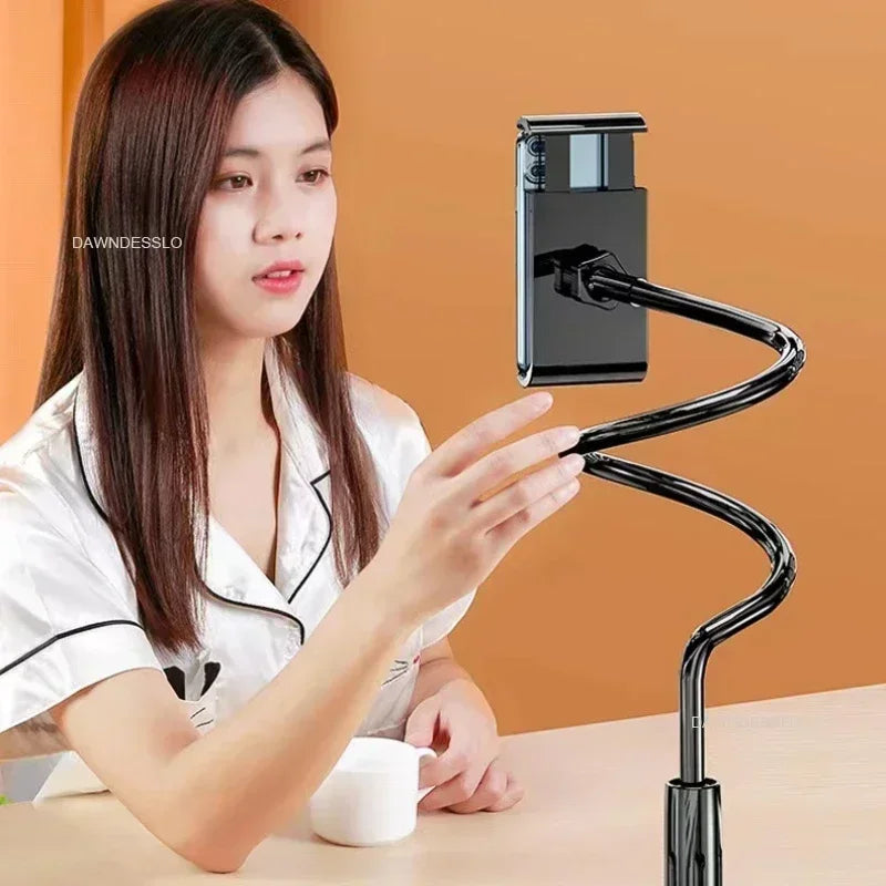 128cm Lazy Phone Holder, 360° Flexible Long Arm Bed Headrest Mount, Clamp Stand for 3.5-6.7" iPhone & Samsung Devices