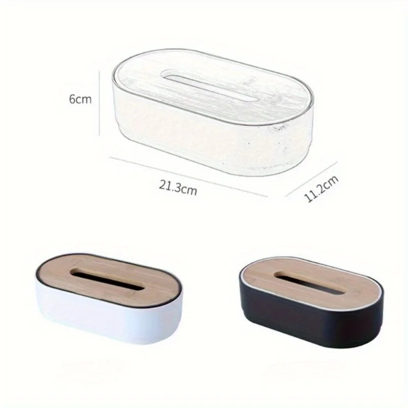 Tissue Box with Bamboo Cover – Napkin Holder & Home Storage Organizer for Toilet, Bathroom, Bedroom, and Office