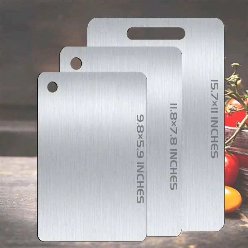 1-5PCS Stainless Steel Chopping Dual-Sided Titanium Cutting Board Portable Metal Kitchen Tool for Meat Fruit Vegetable
