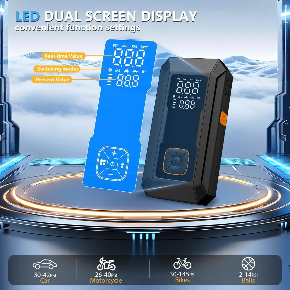 Car Jump Starter with Air Pump Peak 4000A Auto Battery Booster &150PSI Tire Inflator Jump Starter with Air Compressor