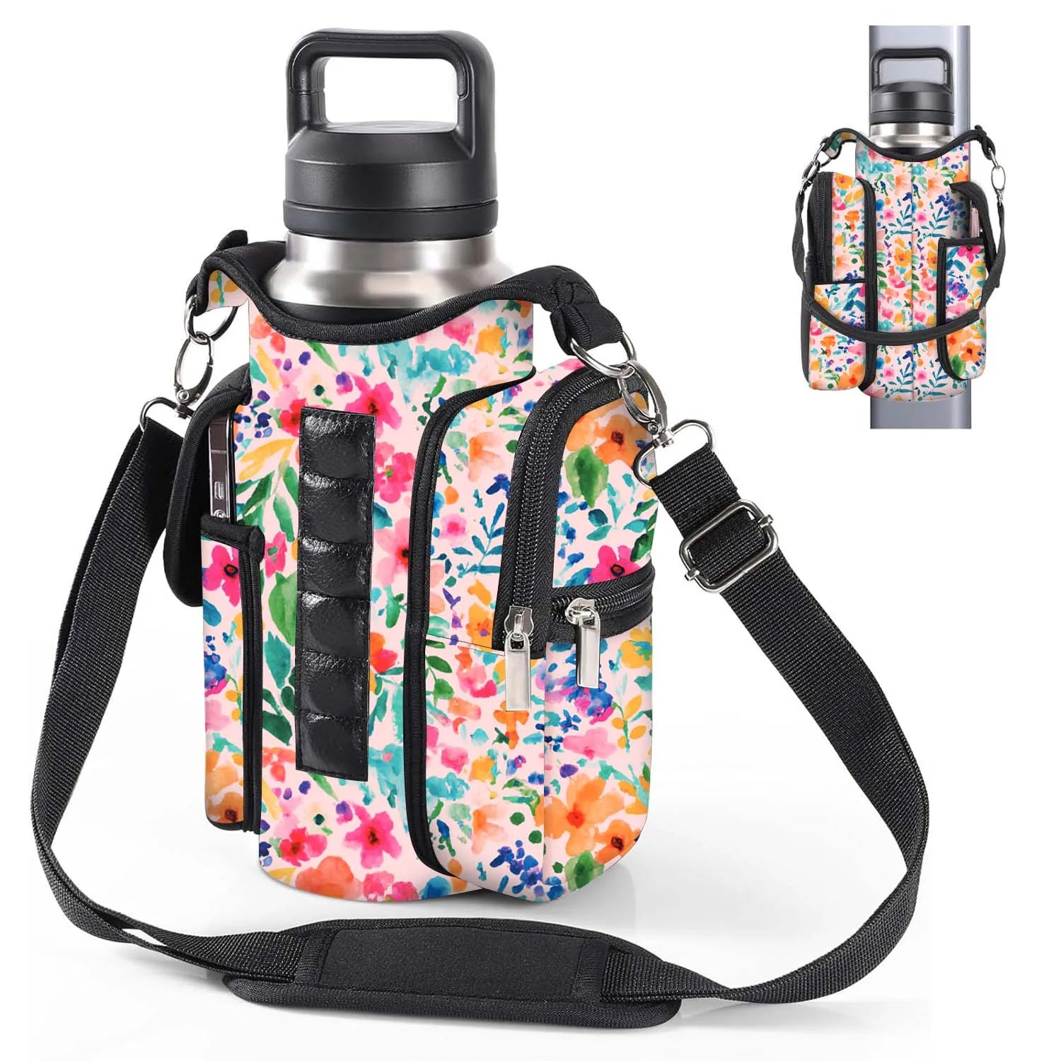 Neoprene Multifunctional Magnetic Water Bottle Holder - Adjustable Strap & Phone Pocket, Magnetic Gym Bag, Ideal for Men & Women