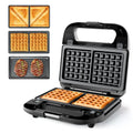 3-in-1 Sandwich Maker, Panini Press & Waffle Iron - Indoor & Outdoor Electric Grill with Removable Non-Stick Plates, 750W