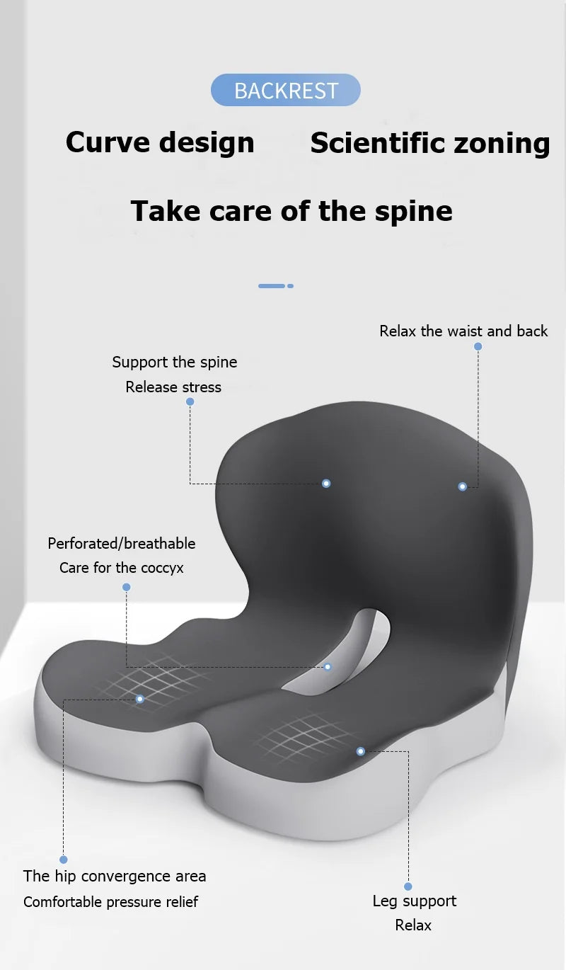 Memory Foam Cushion One-piece Seat Backrest Pillow Buttocks Cushions Office Chair Relief Cushion With Breathable Backrest