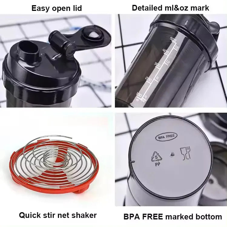Shaker Cups Portable Protein Powder Shaker Water Bottles Outdoor Sports Milkshake Kettle Gym Fitness Mixing Shake Bottle